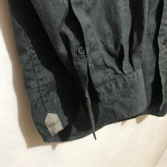 Old Navy Shirt Mens Large Gray Floral All Over Print Academia Preppy Travel Dad - Picture 10 of 14